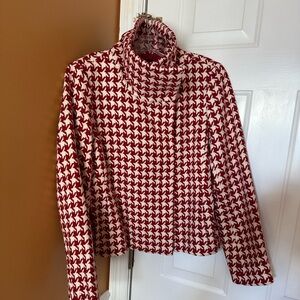 Talbots Red and White Houndstooth Blazer